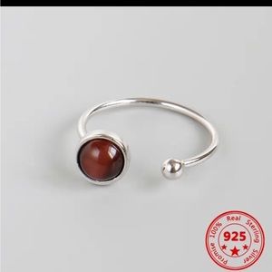 Red tigers eye stone 925 sterling silver ring
